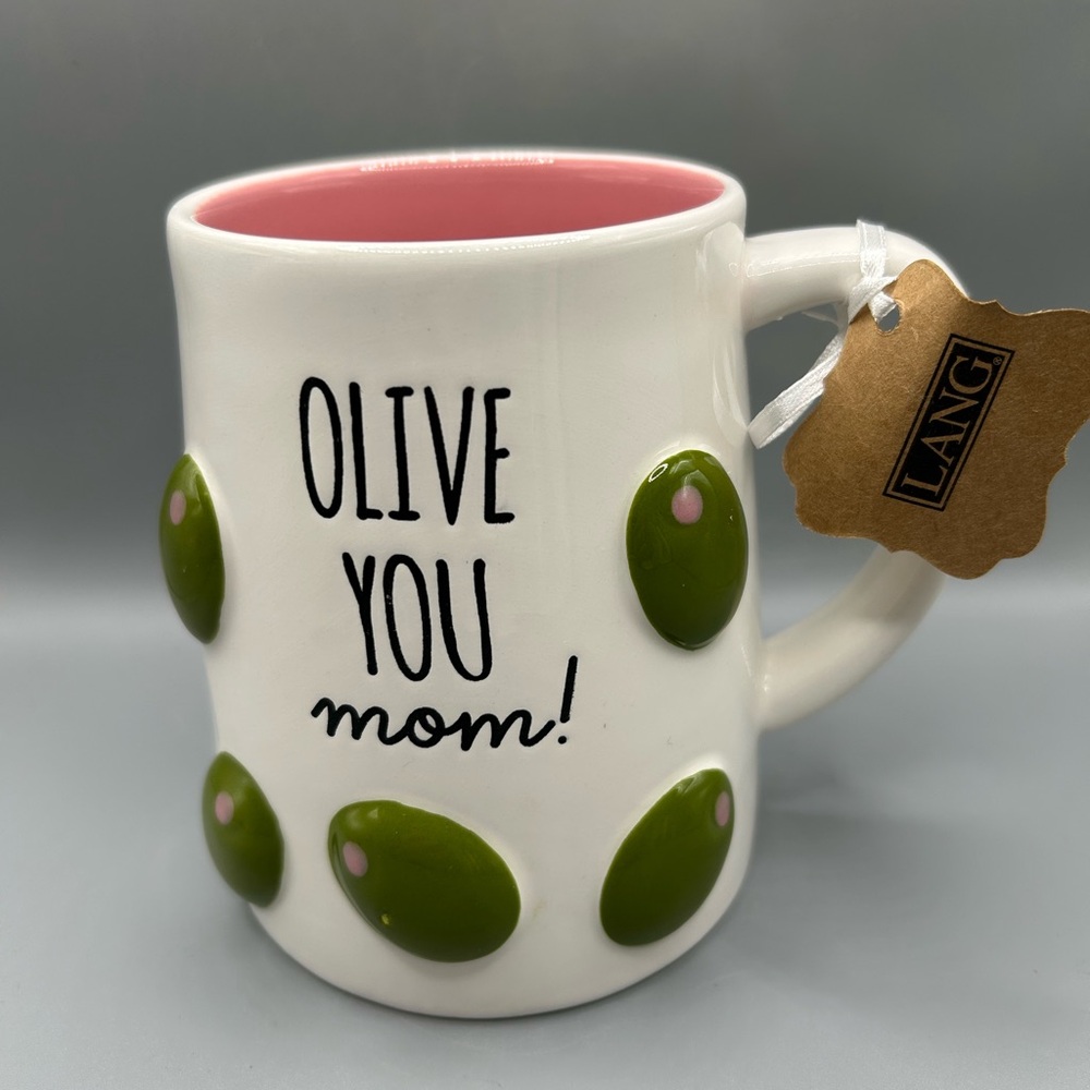 Lang OLIVE YOU MOM! Hand Painted Mug With Olives Mother’s Day NEW